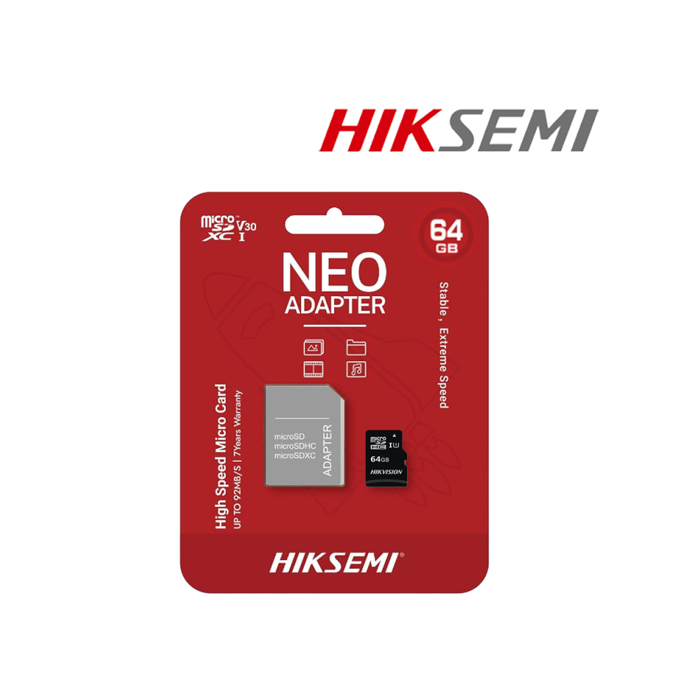 MICROSD HIKSEMI 64GB CLASS 10 V30 ADAPTER 7YW